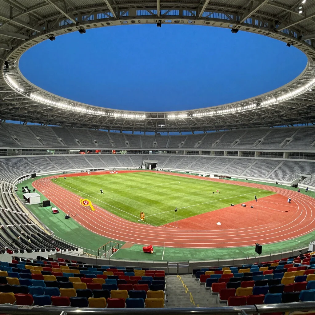 Wide architectural perspective of indoor conditioning zones and heavy lifting areas
